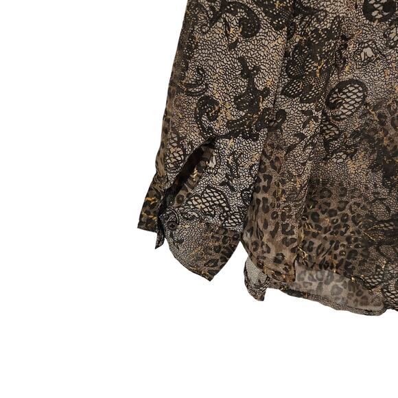 Lane Bryant Snakeskin Leopard Long Sleeve Button Up Shirt Sheer Brown Size 18/20 - Picture 6 of 8